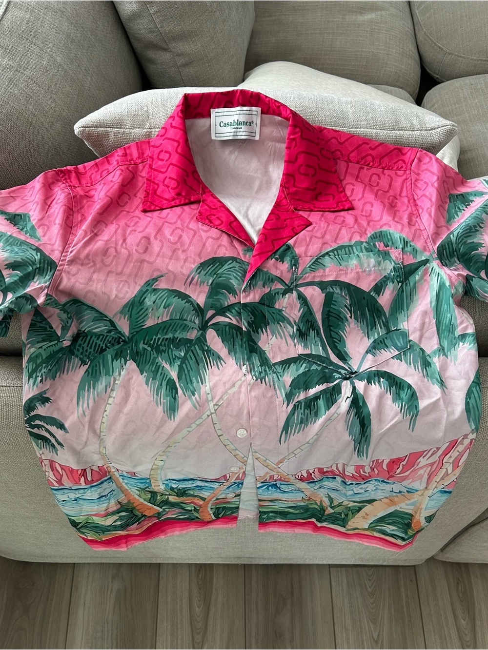 Pink Men’s Casa Blanca Tennis Club Button down - Vibrant Pink Tennis Club Design